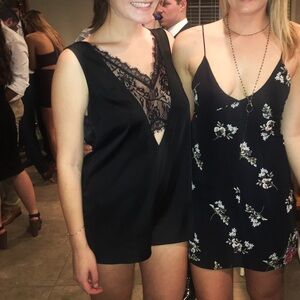 Black satin romper